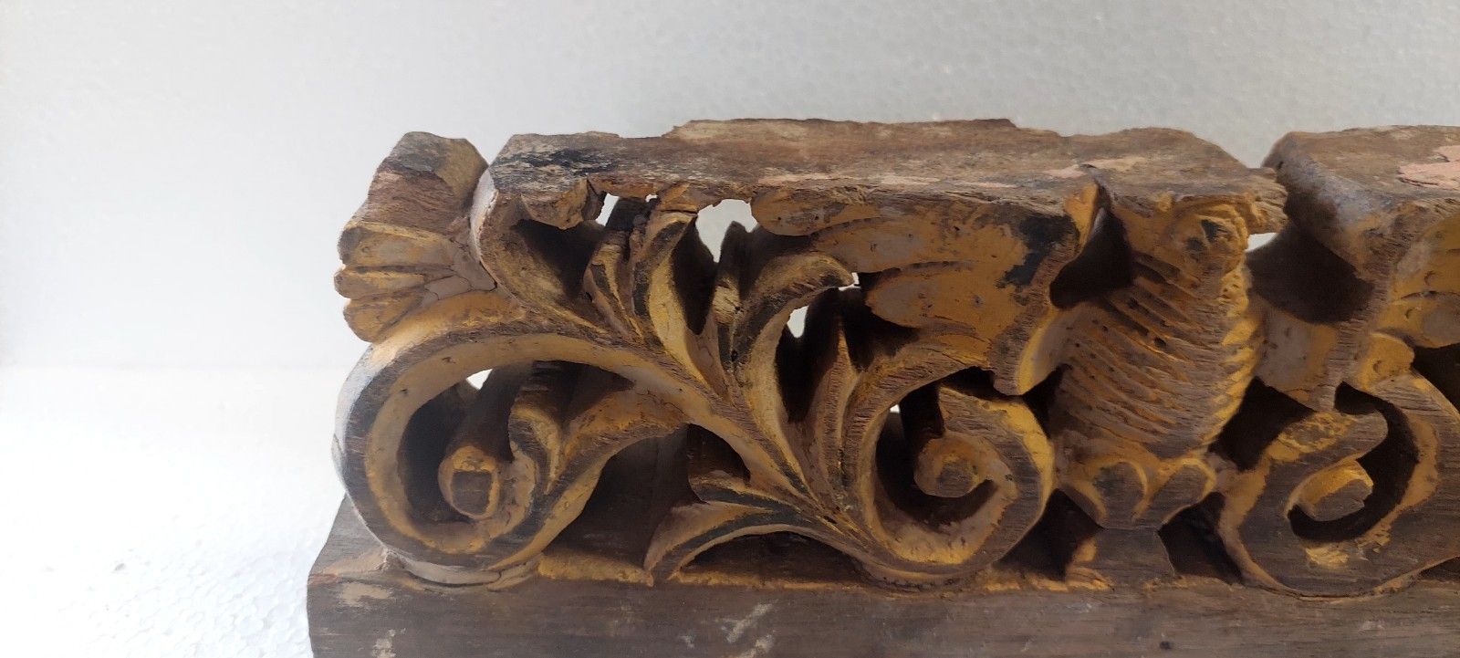 Antique 19th Century Sicilian Cart Fragment Carved Wood photo Art