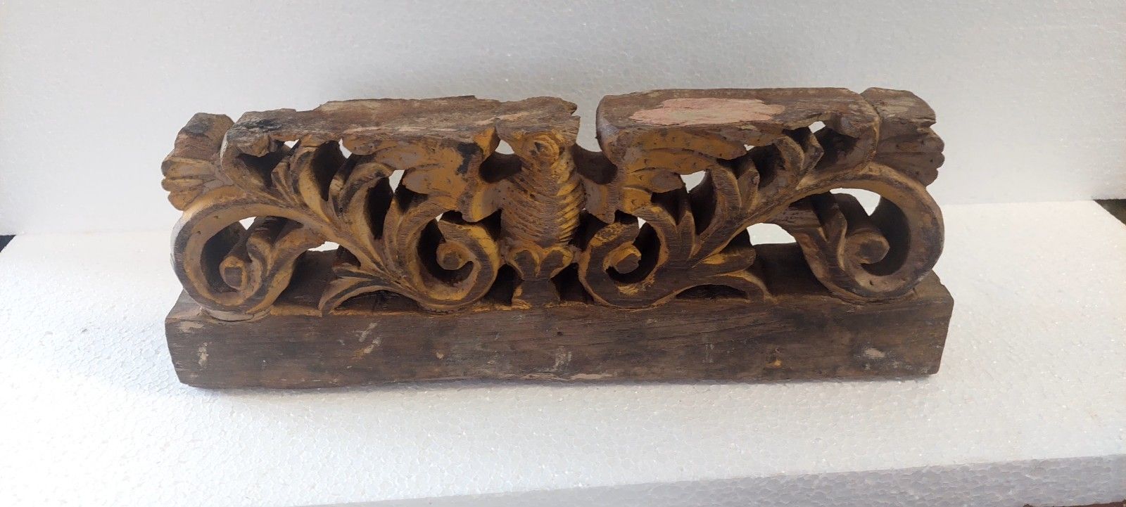 Antique 19th Century Sicilian Cart Fragment Carved Wood photo buy
