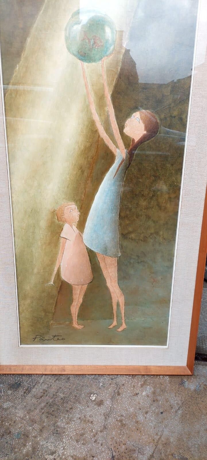 201.0 Large Oil Painting On Canvas Figures Panteo Roberto (Milan 1915 ?) photo