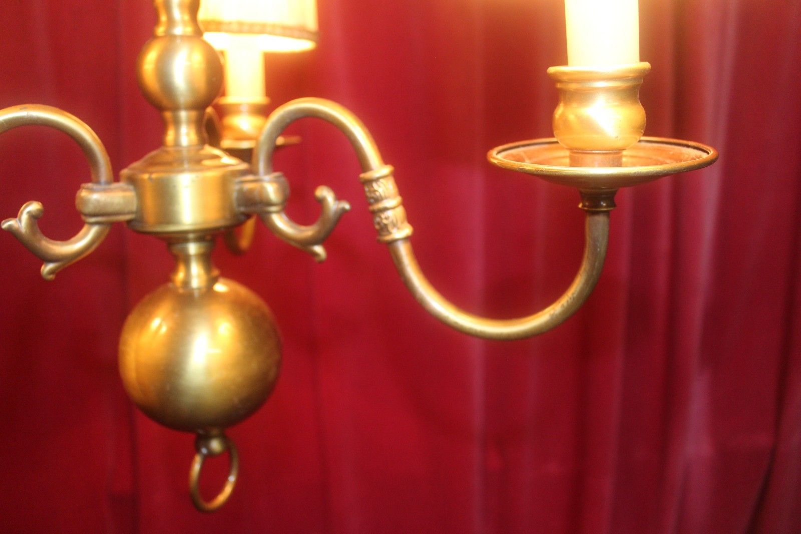Lighting French Vintage Brass Flemish Chandelier 3 Arms  From Paris Chateau photo