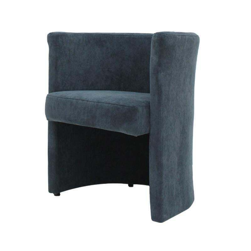 Mid Century Modern Italian Curved Chairs In Blue Velvet, Set Of Six photo vintage