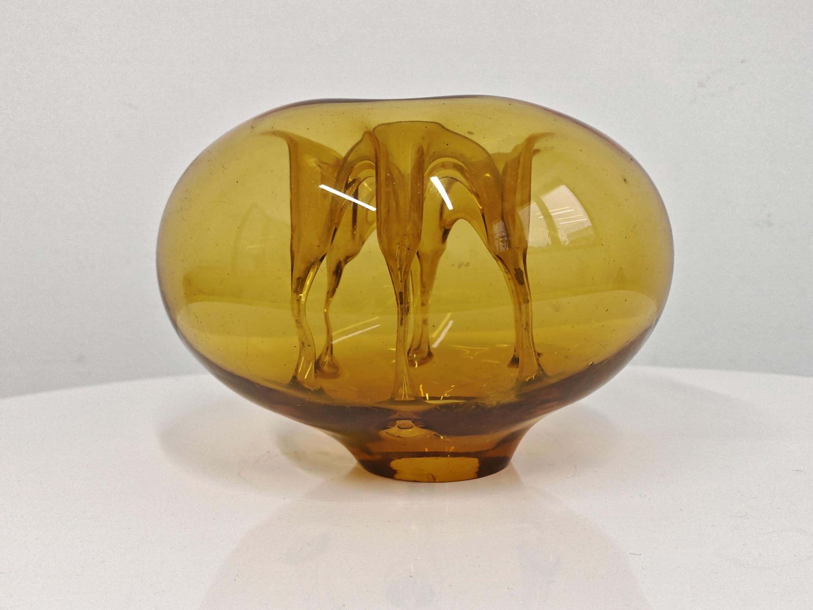 Mid Century Mouth Blown Glass Sculpture Of Ikebana Vase By Dragan Drobnjak photo vinterior