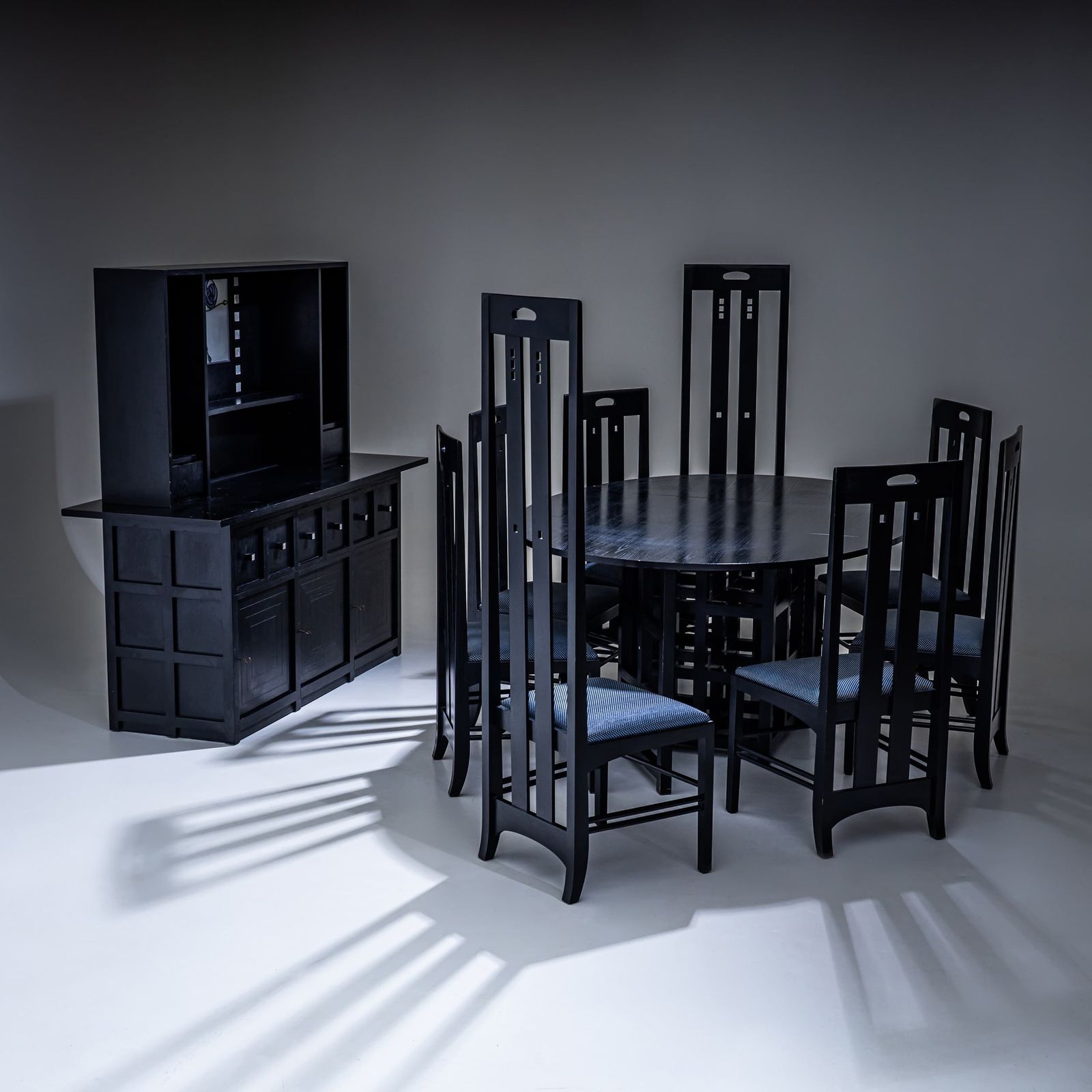 Dining Room Suite, Model Ingram, By Charles Rennie Mackintosh, Cassina Edition, Italy, 1970s/80s