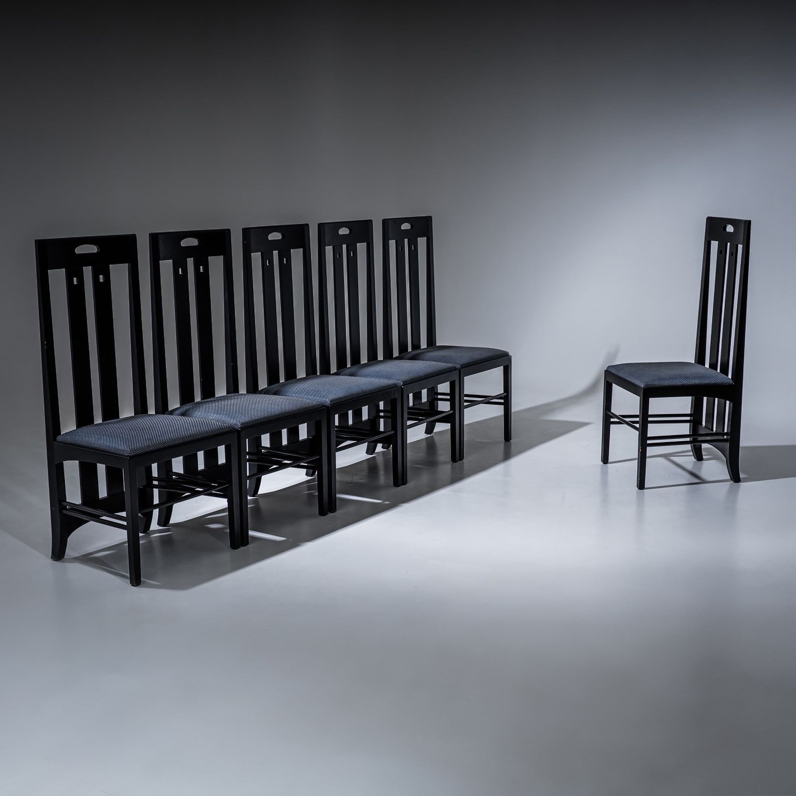 Furniture Dining Room Suite, Model Ingram, By Charles Rennie Mackintosh, Cassina Edition, Italy, 1970s/80s photo