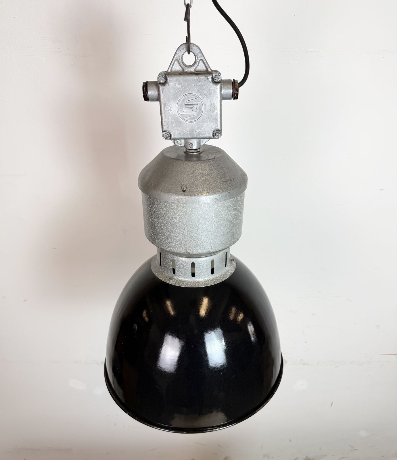 Industrial Black Enamel Factory Lamp From Elektrosvit, 1960s photo vinterior