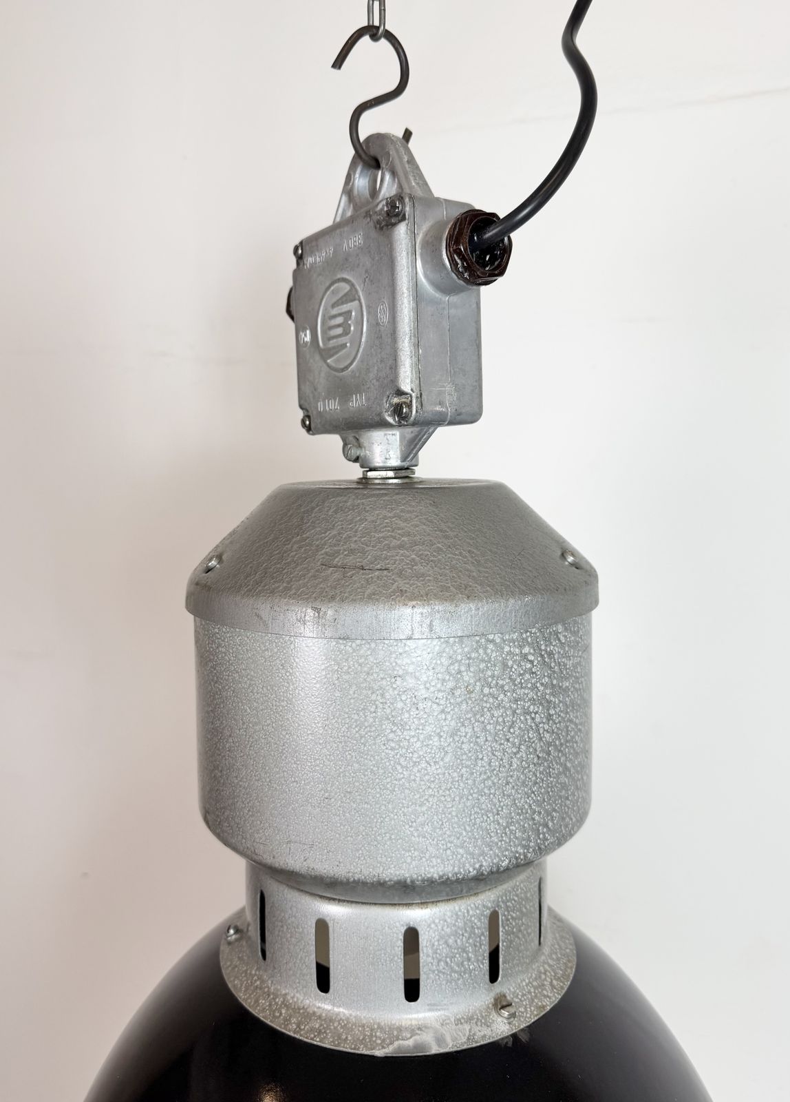 Industrial Black Enamel Factory Lamp From Elektrosvit, 1960s photo vintage