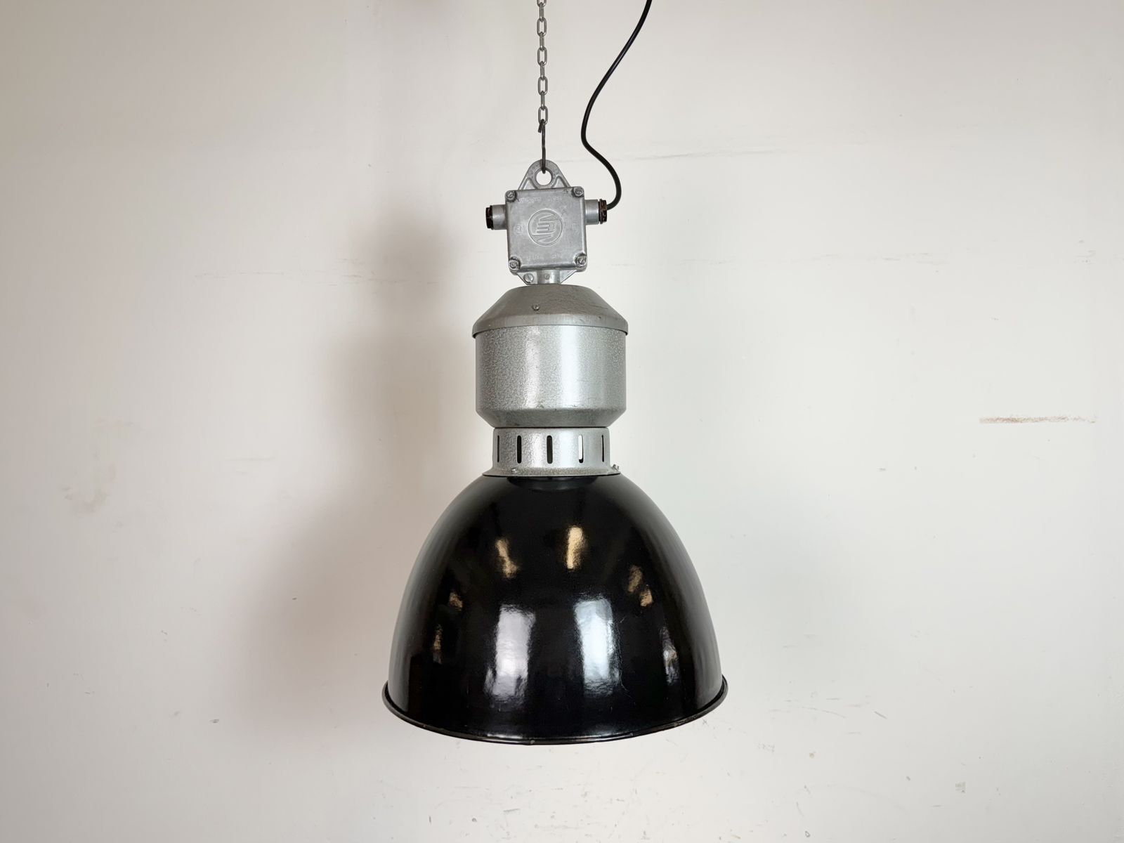 199.0 Industrial Black Enamel Factory Lamp From Elektrosvit, 1960s photo