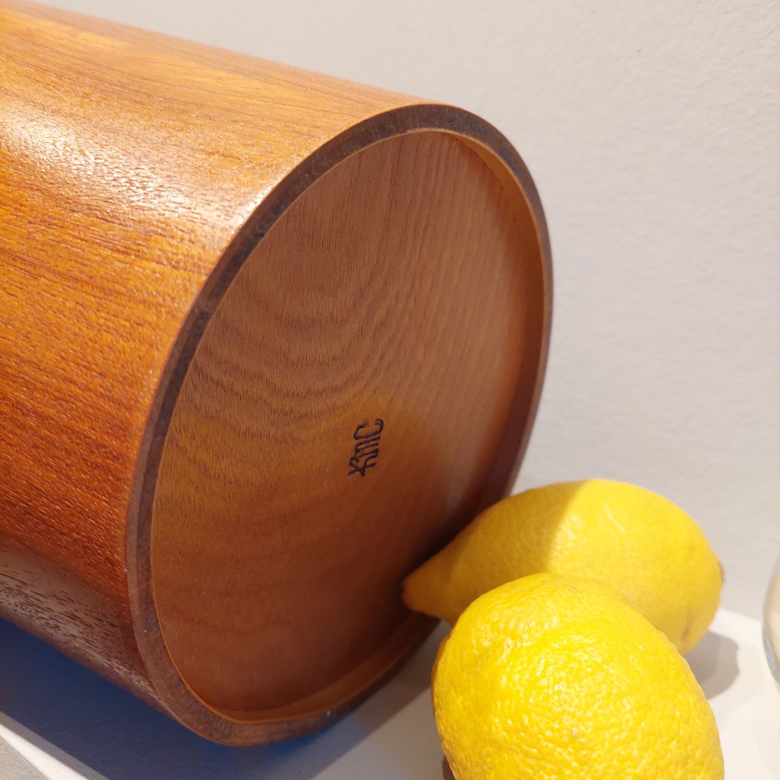 photo furniture Mid Century Teak Ice Bucket  Tableware Drinkware Japan 60s