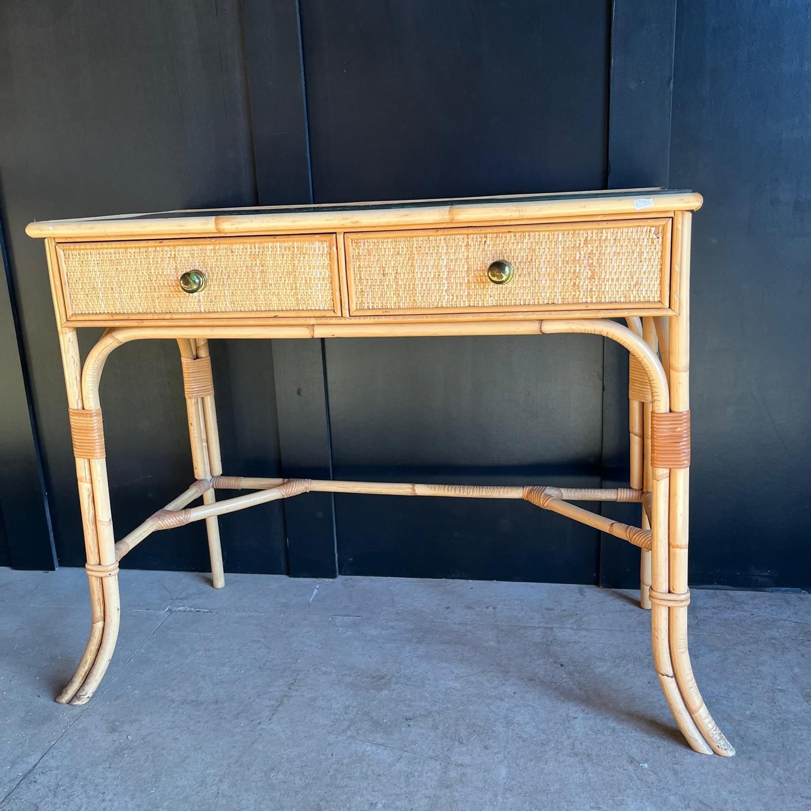 Cane And Bamboo Dressing Table / Desk
