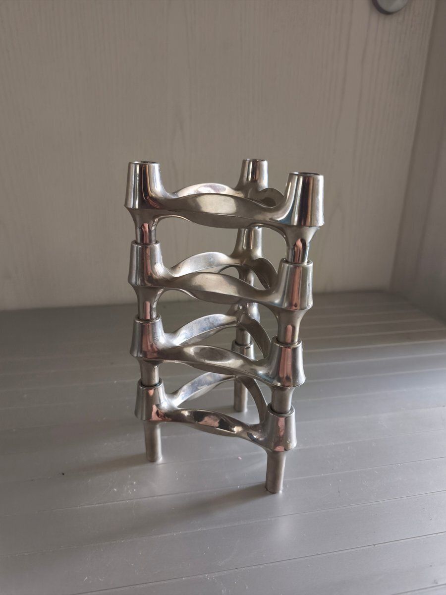 Mid Century Modular Candleholders By Caesar Stoffi For Bmf, 1960s, Set Of 4 photo for sale