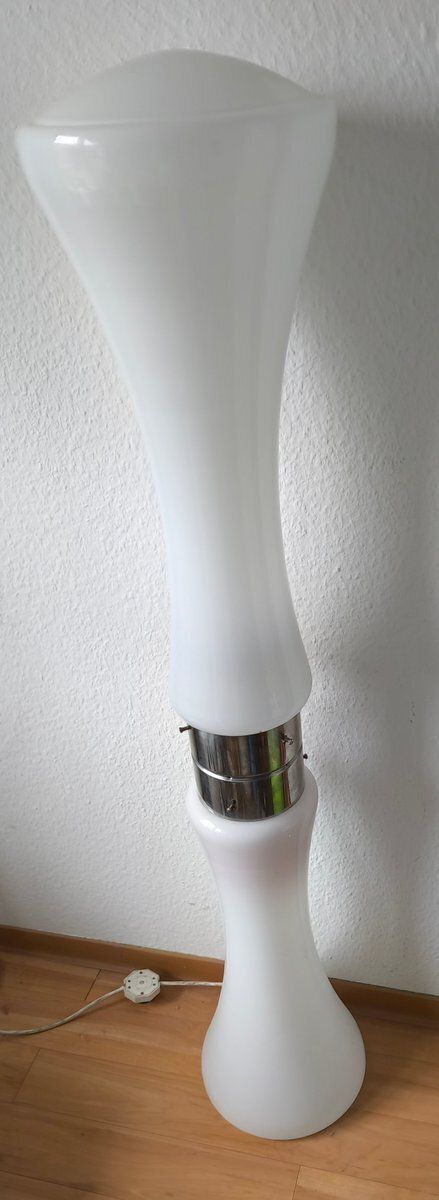 Italian White Floor Lamp In The Style Of Mazzega, 1970s