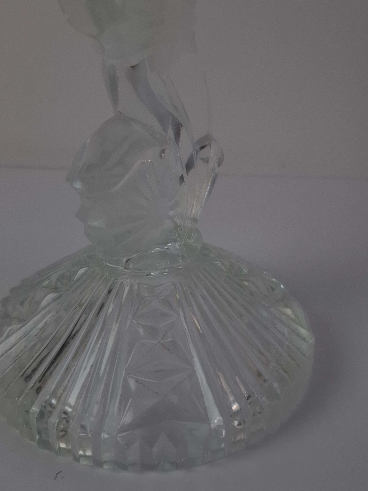 Midcentury Czechoslovak Cut Glass Sculptural Candle Holder, Clear Fire Polished photo 288.0