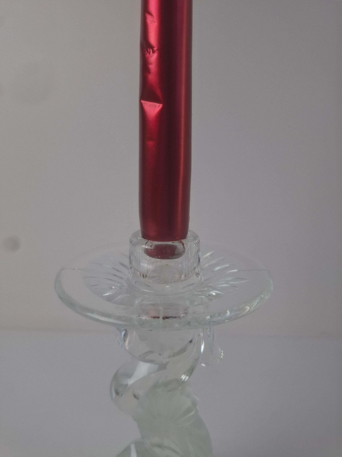 photo furniture Midcentury Czechoslovak Cut Glass Sculptural Candle Holder, Clear Fire Polished