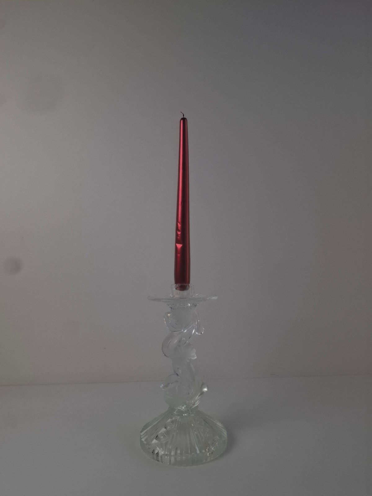 photo vinterior Midcentury Czechoslovak Cut Glass Sculptural Candle Holder, Clear Fire Polished