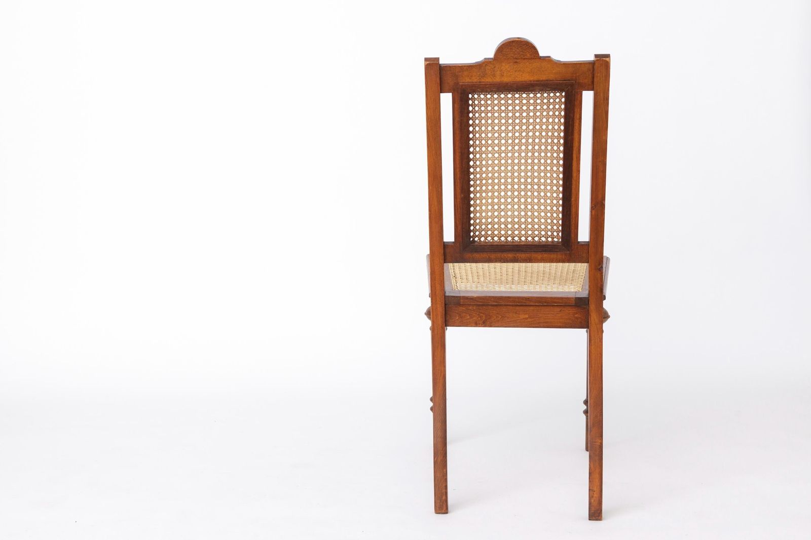 Antique Beechwood Chair With Cane Seat & Back, 1930s–1950s | Turned Wood Dining Chair | Restored Vintage Classic | Only 1 Available photo vinterior