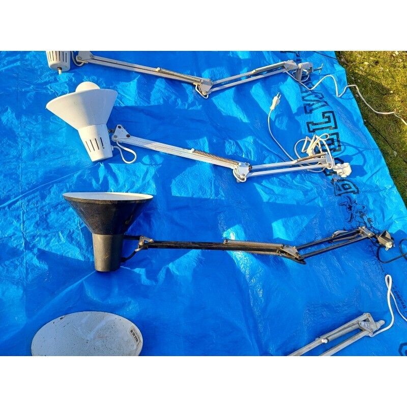 Set Of 13 Industrial Metal Desk Lamps photo for sale