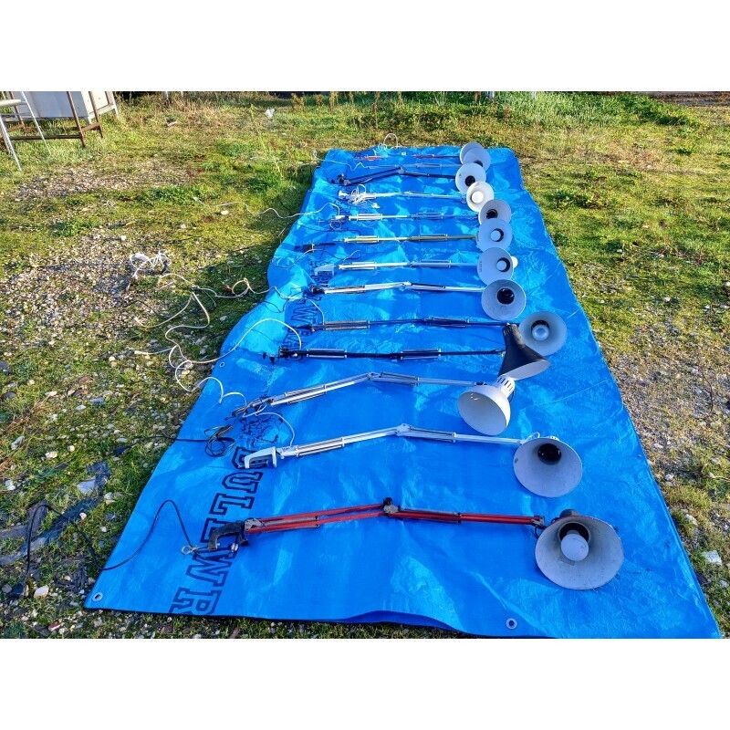 Set Of 13 Industrial Metal Desk Lamps photo vintage