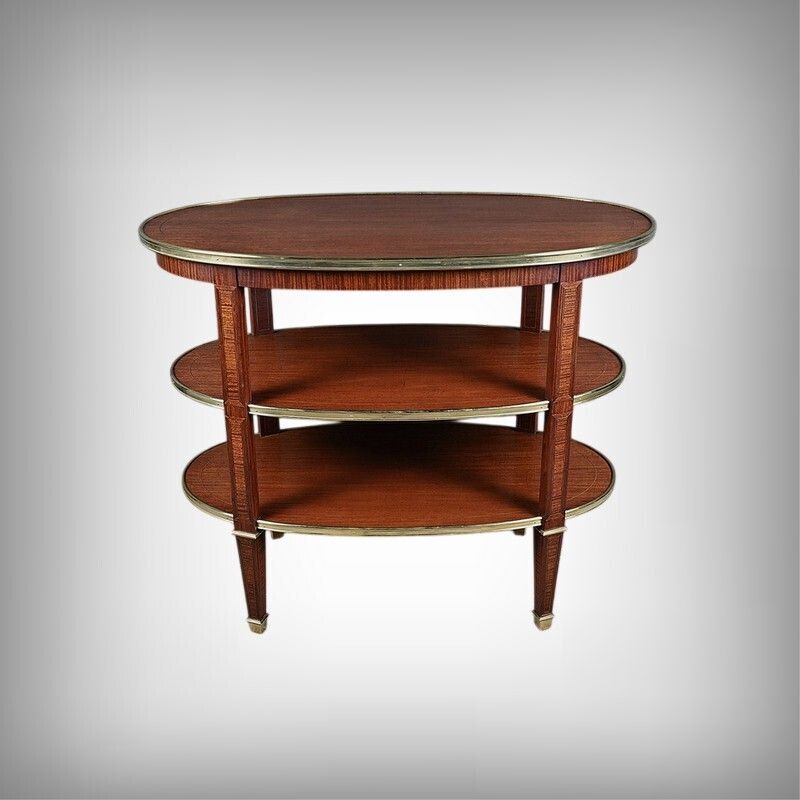 Three Tier Mahogany Serving Cart, Louis XVI Style – 1900