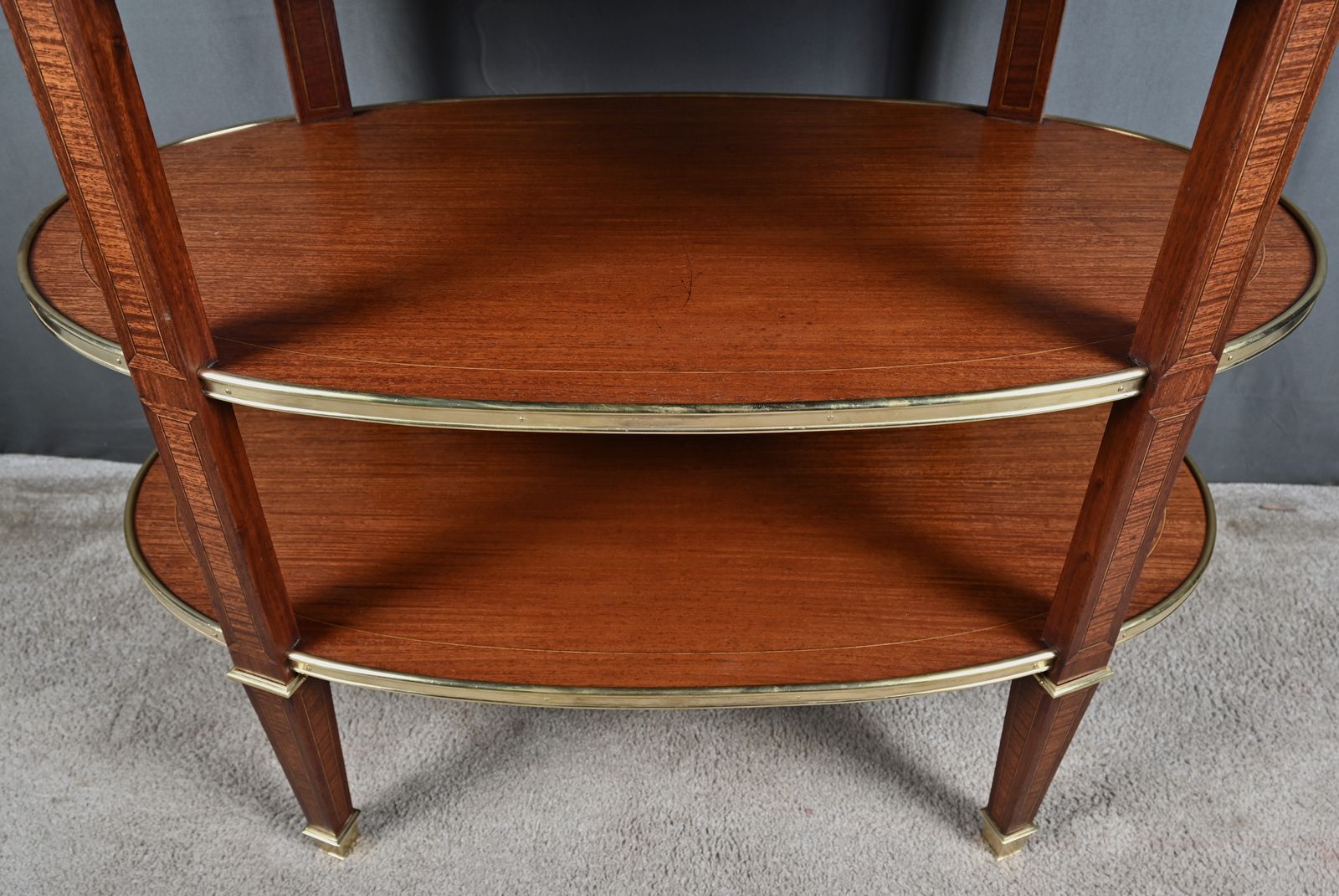 Three Tier Mahogany Serving Cart, Louis XVI Style – 1900 photo vinterior