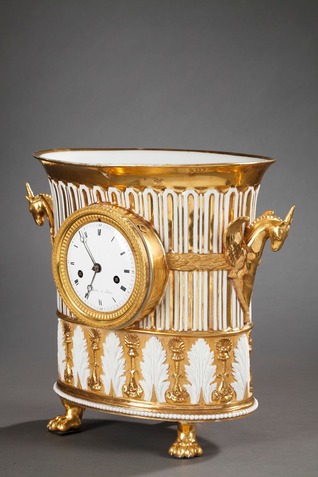 Gilt Porcelain Clock In The Shape Of A Vase, Early 19th Century photo furniture