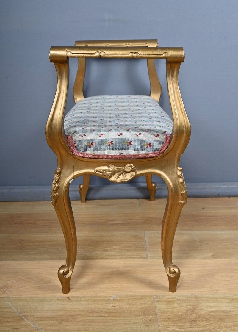 960.0 Small Bench With Gilded Wood Armrests, Louis XV Style – Early 20th Century photo