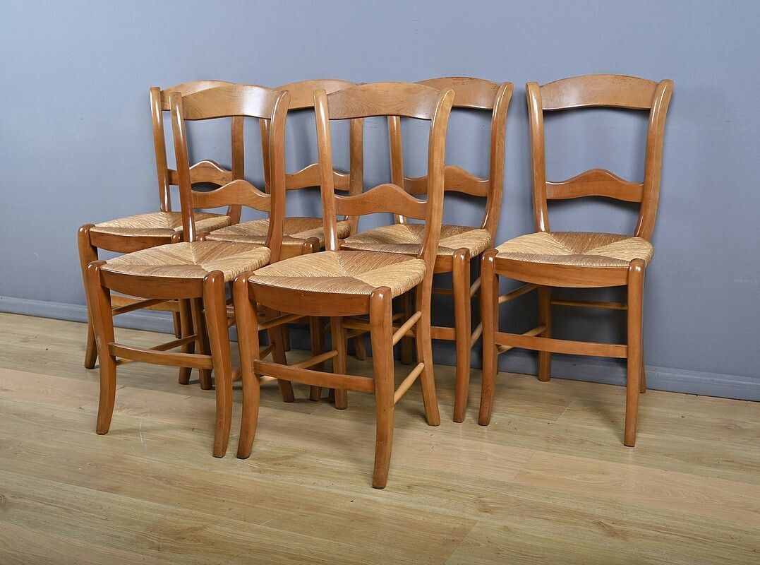 Set Of 6 Cherrywood Chairs, Louis Philippe Style – Late 20th Century photo for sale