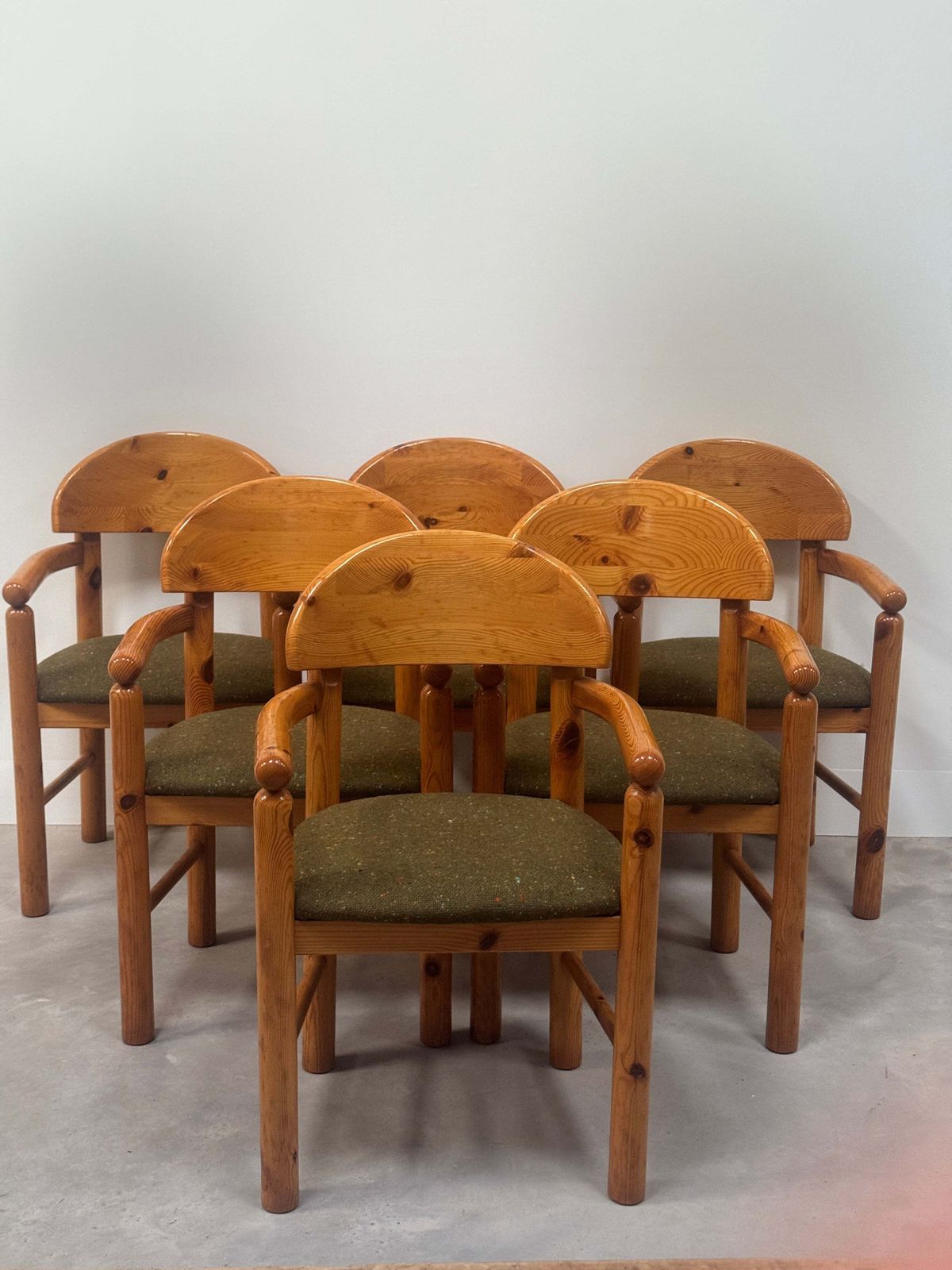 Set Of 6 Rainer Daumiller Armchairs   Upholstered With Vintage Tweed Deadstock photo furniture
