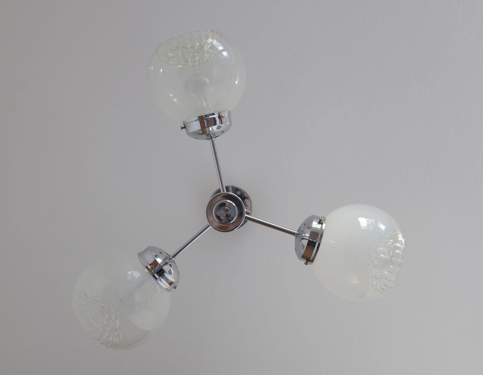 Vintage Murano Glass Pendant Lamp / Minimalist Mazzega Sputnik Chandelier / Mid Century Modern Lighting photo Lighting