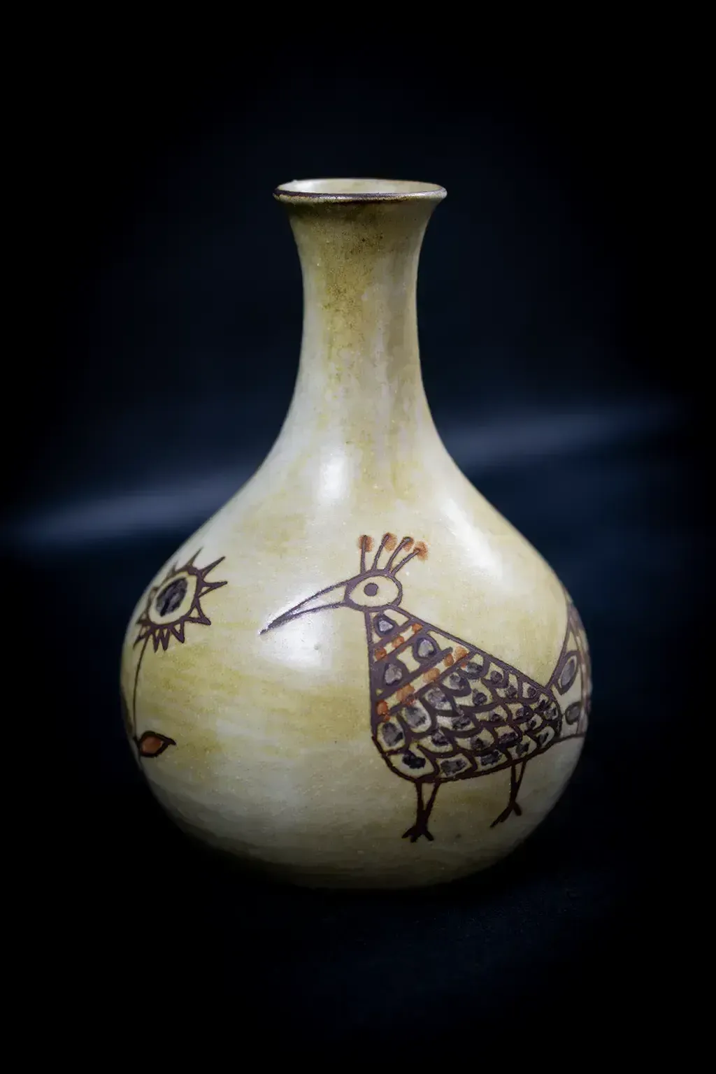 Small Vase Decorated With Stylized Birds And Flowers By Olivier Pettit photo vinterior