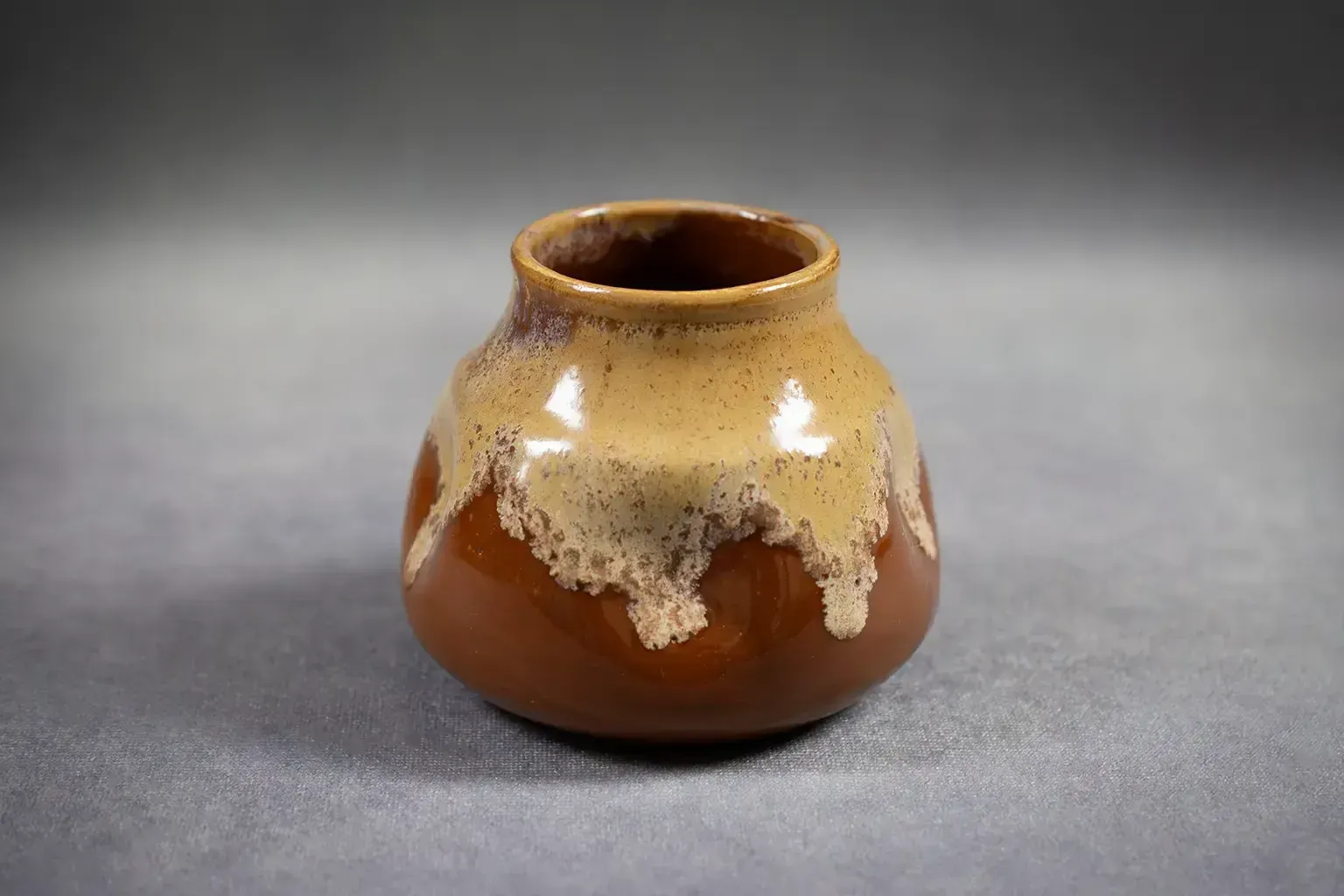 Small Stoneware Vase With Beige Glazed Drips By Léon Pointu, French Art Nouveau