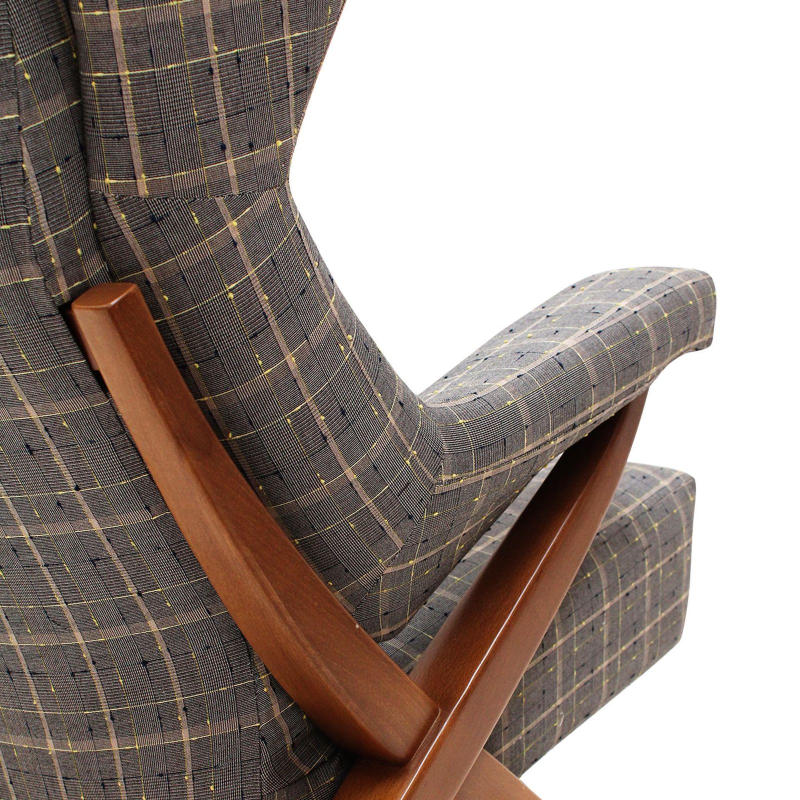 Mid Century Franco Albini Fiorenza Graphite Blue Wool Ash Italian 1950 Armchair photo vinterior