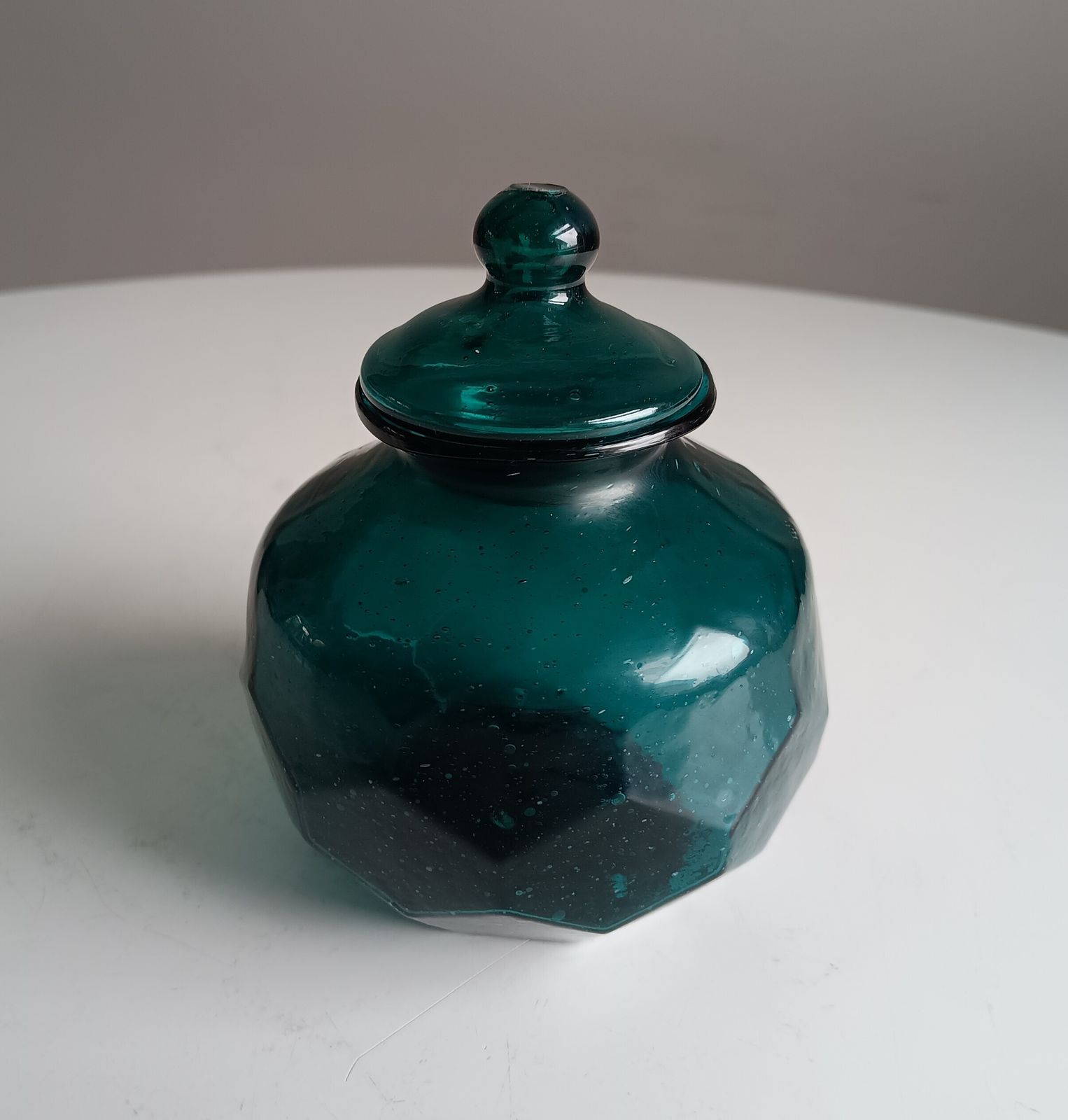 photo buy 1900s Art Glass Apothecary Candy Jar, Art Nouveau Honeycomb Design
