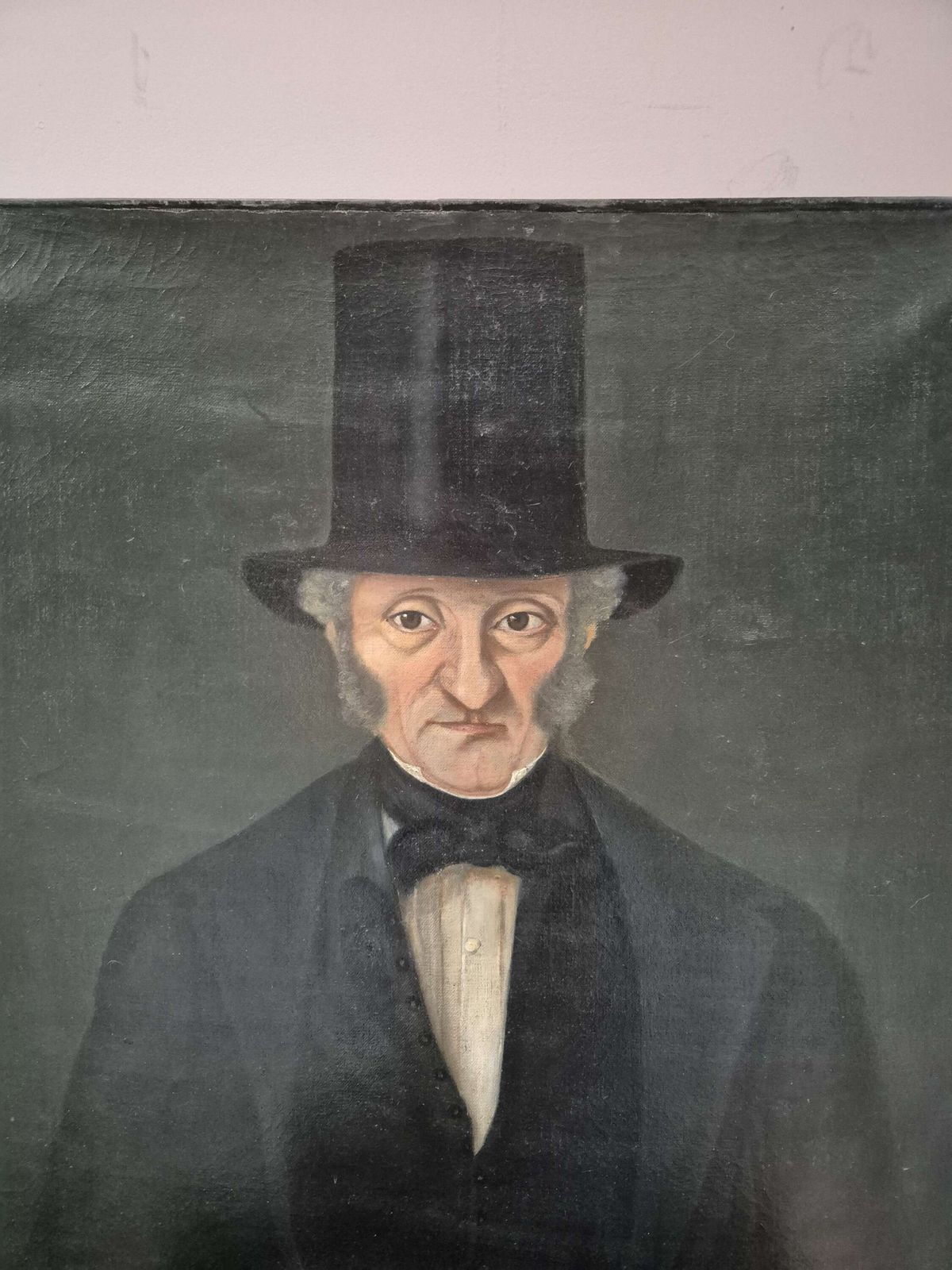 19th Century French Folk Art Portrait Of A Gentleman – Signed photo Art