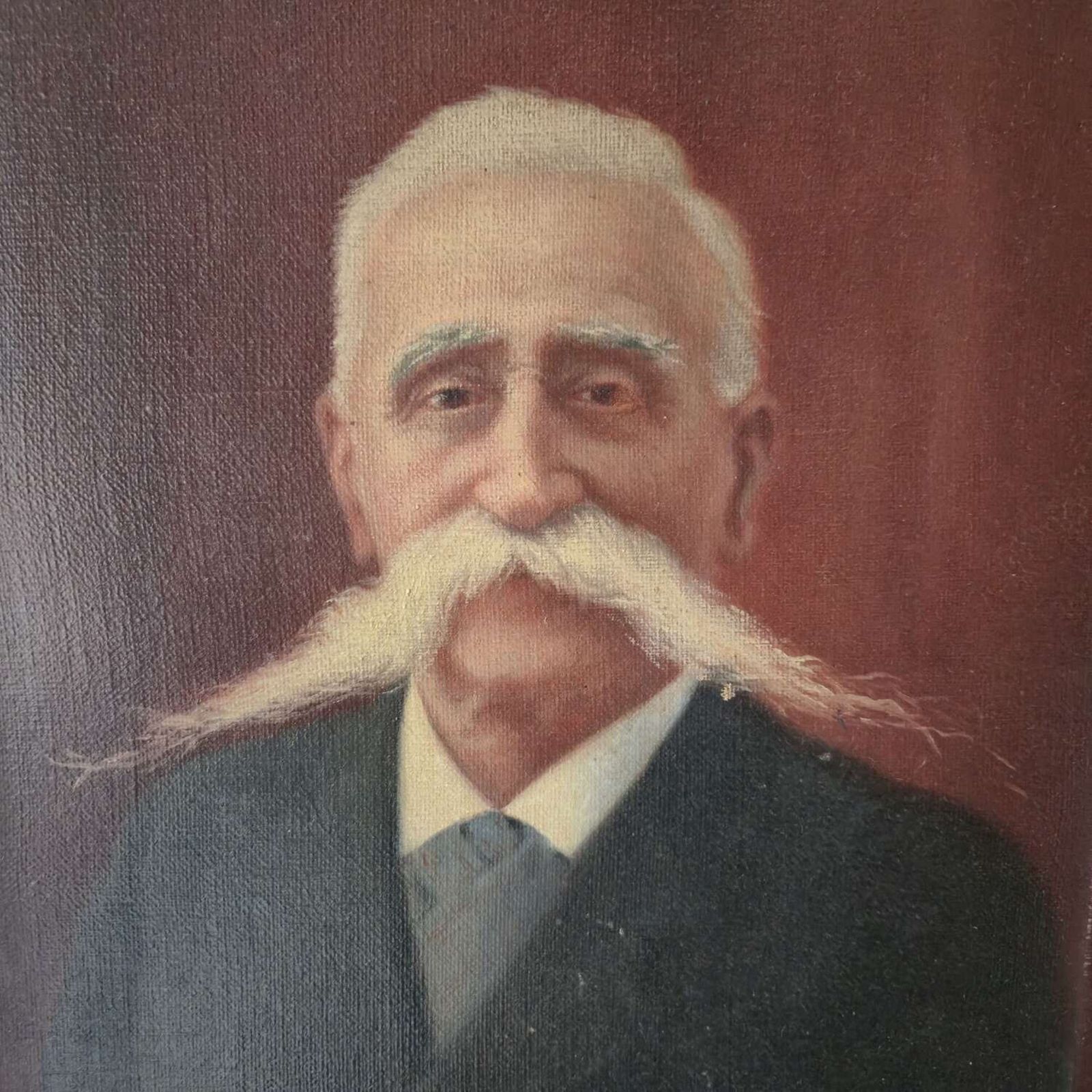 19th Century Oil On Canvas Portrait Of A Gentleman With Moustache photo furniture