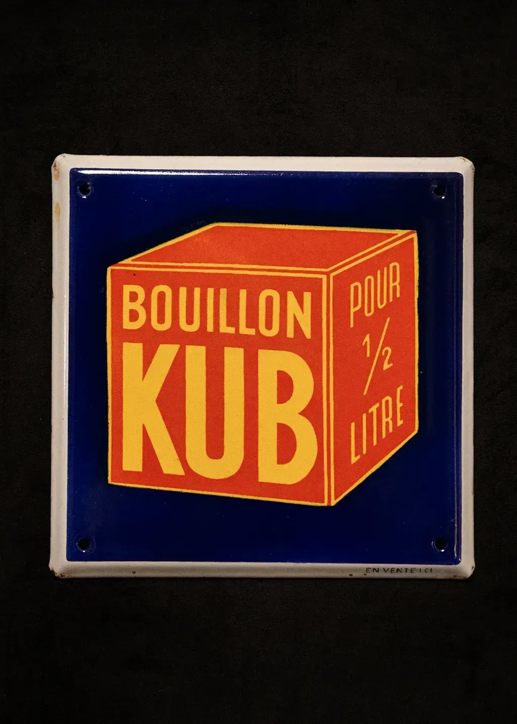 Plaque émaillée publicitaire « Kub Bouillon », années 1950 photo 350.0