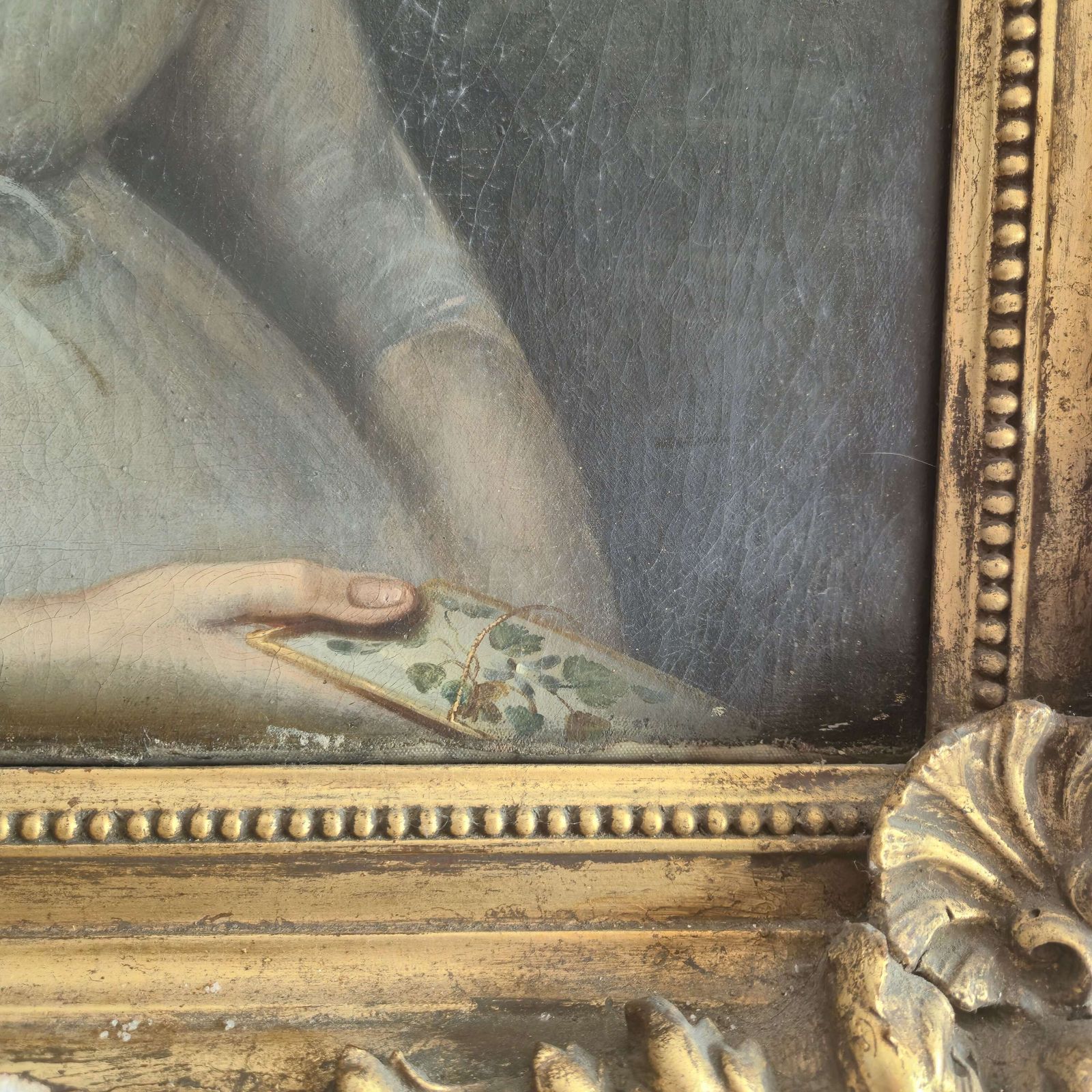18th Century Oil Painting Of A Lady In Gilt Frame   Georgian Portrait photo for sale