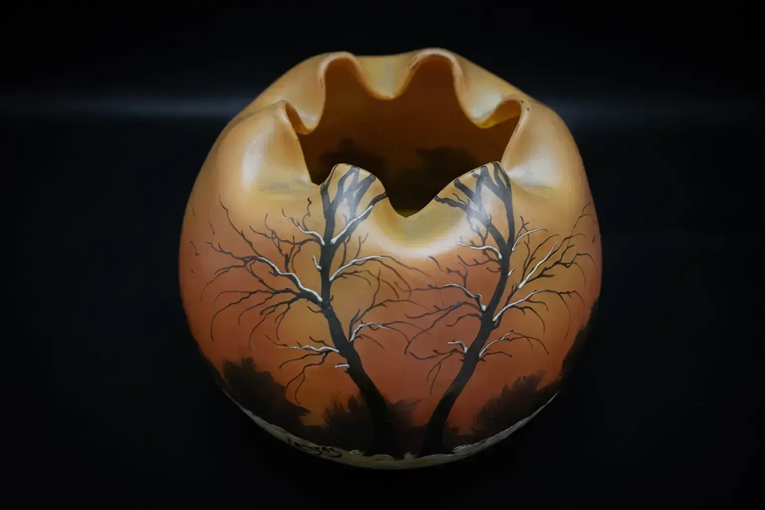 Grand vase sphérique Legras, décor de paysage hivernal photo buy