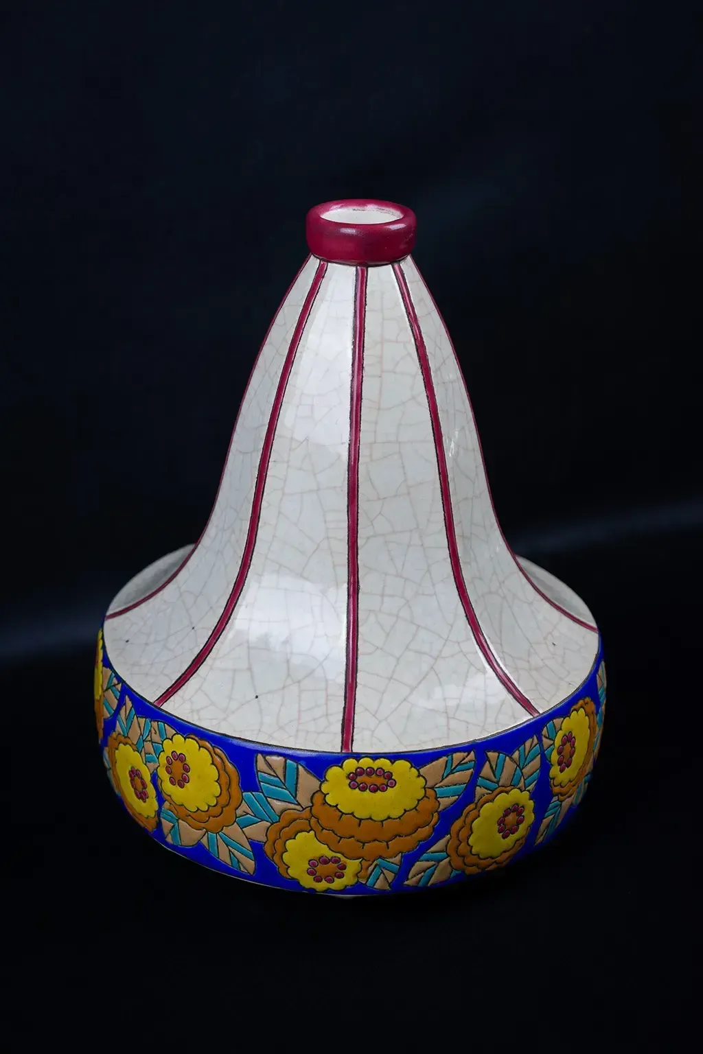 Art Deco Longwy Spinning Top Vase In Cloisonné Enamel photo furniture