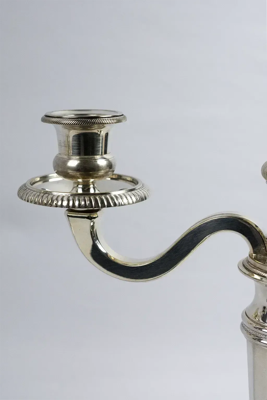 Pair Of Two Light Silver Plated Metal Candelabra – Double Moon Hallmarks photo furniture
