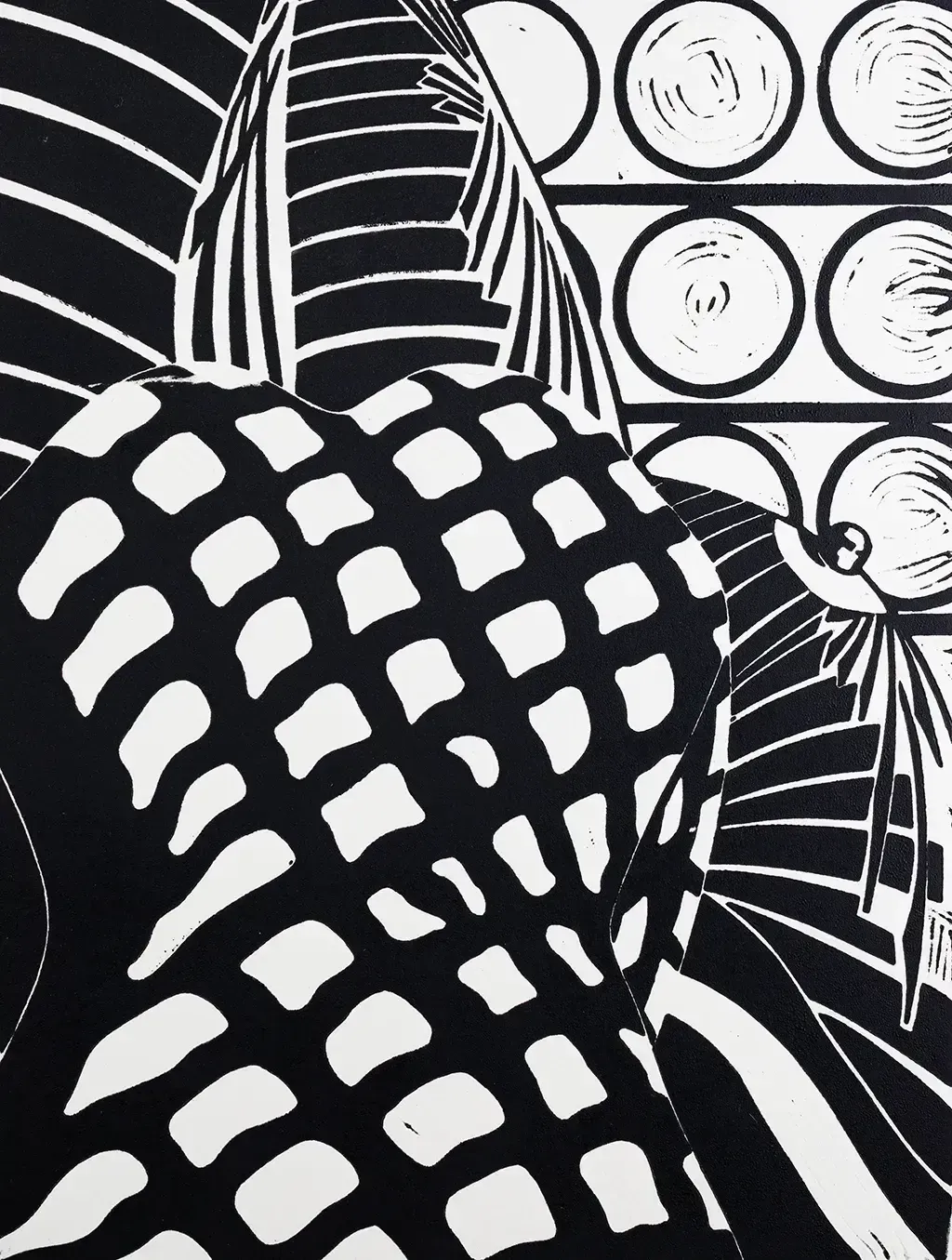 Linogravure par Didier Angels - "Belle", années 1960 - épreuve d'artiste signée photo furniture