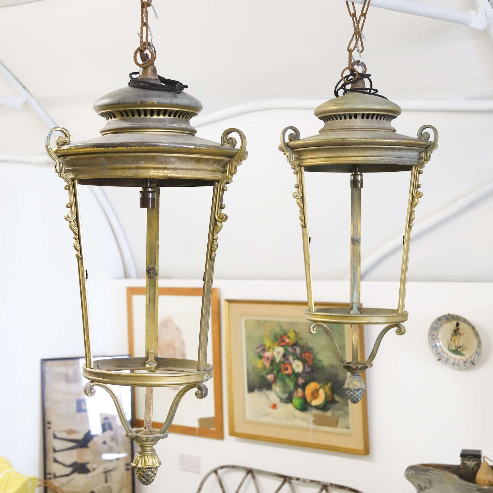 Pair Of French Street Lanterns Converted To Hanging Lanterns photo furniture