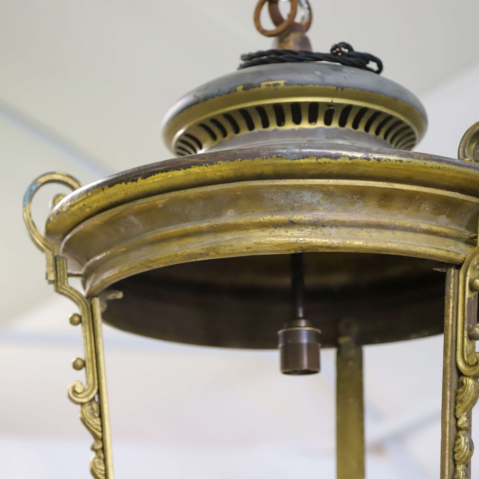 Pair Of French Street Lanterns Converted To Hanging Lanterns photo for sale
