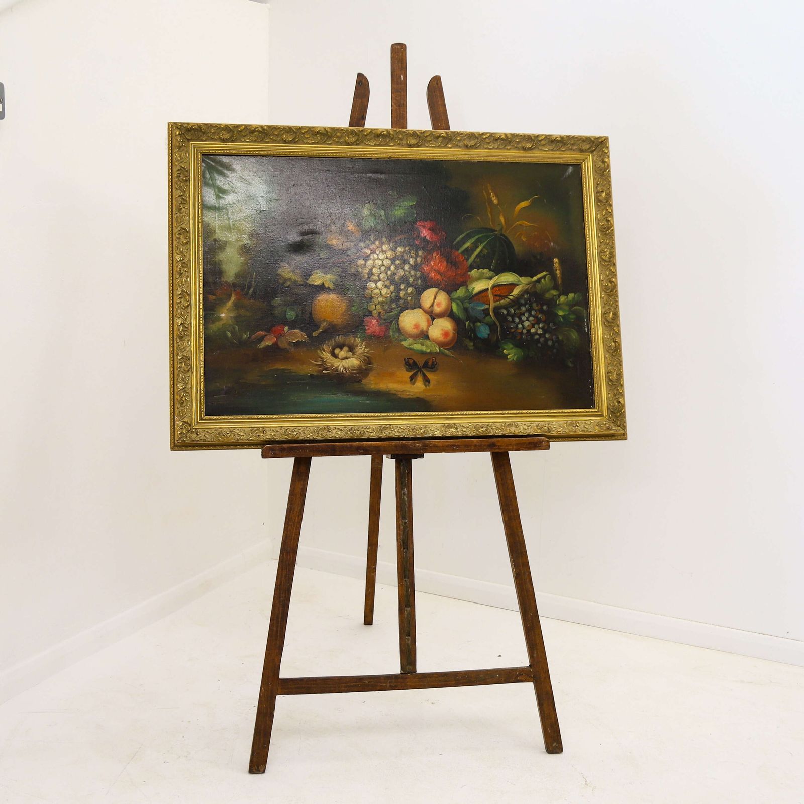 20th Century Italian Oil On Canvas Still Life Painting Of Fruit photo furniture