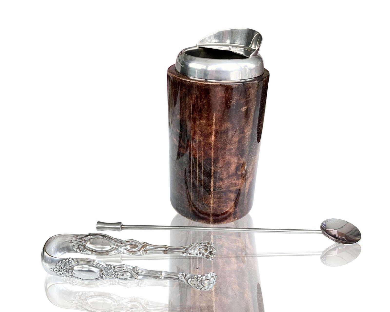 Aldo Tura Barset | 4 Delig | Gelakt Geitenleer | Jaren 1930–1950 photo for sale