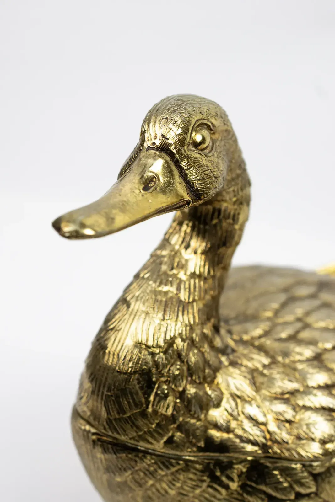 Duck Shaped Ice Bucket In Gilt Metal – Mauro Manetti, Italy, Circa 1970   Hollywood Regency photo vinterior