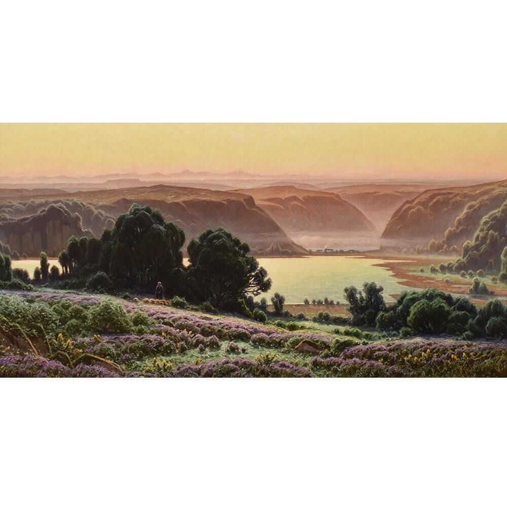 Ancient Landscape Paintings, Lac De Chambly, William Didier Pouget, Oil On Canvas, Early 20th Century. (Qp706) photo for sale