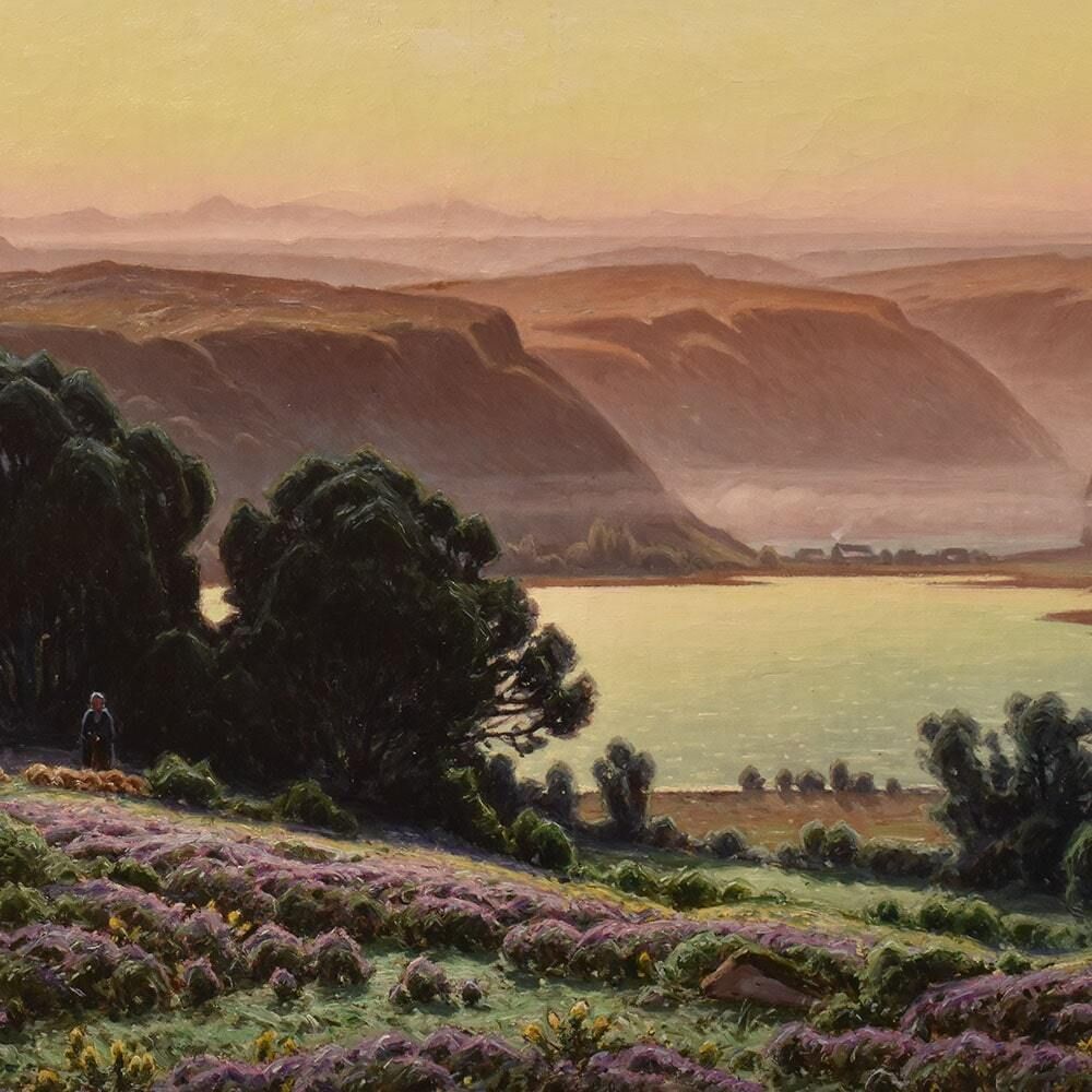 Ancient Landscape Paintings, Lac De Chambly, William Didier Pouget, Oil On Canvas, Early 20th Century. (Qp706) photo Art