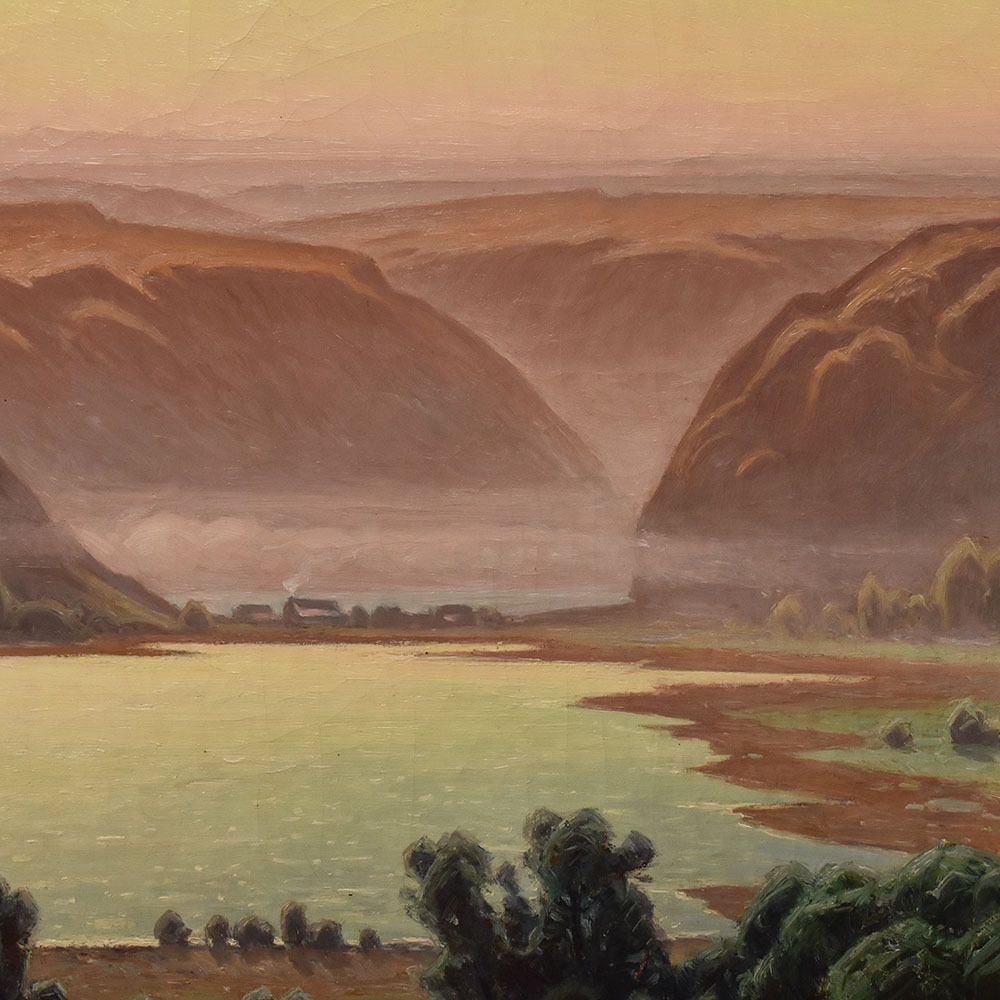 Ancient Landscape Paintings, Lac De Chambly, William Didier Pouget, Oil On Canvas, Early 20th Century. (Qp706) photo buy