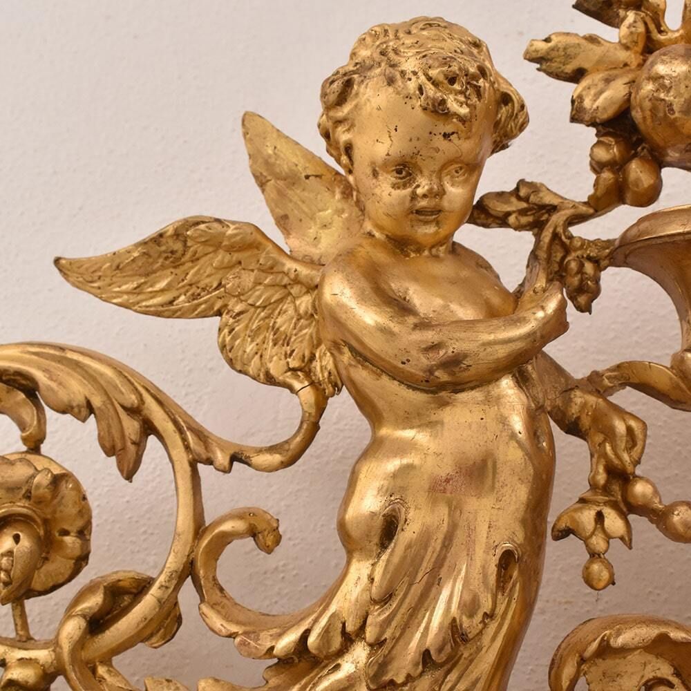 Antique Mirror With Cherubs, Side Mirrors, Antique Luigi Filippo Mirror, Golden Frame, 19th Century. (Spcp197) photo buy
