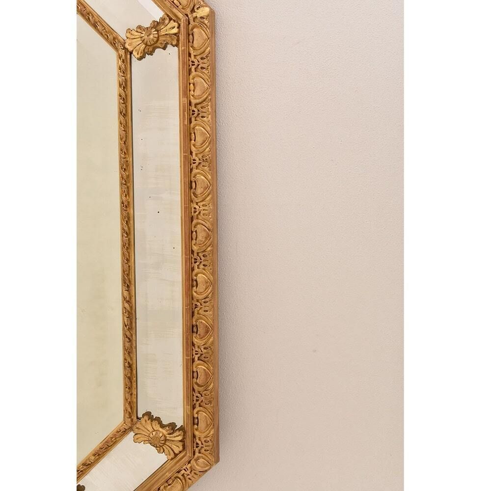 photo furniture Antique Mirror With Cherubs, Side Mirrors, Antique Luigi Filippo Mirror, Golden Frame, 19th Century. (Spcp197)